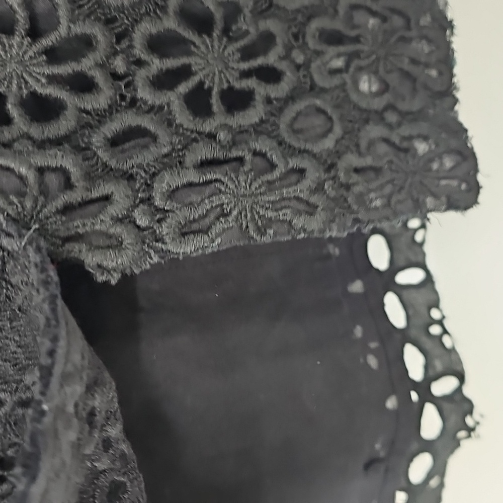 Free People Noir Black Eyelet 2-Piece Party Outfit Mini Skirt & Bralette Top Y2K - Picture 7 of 15